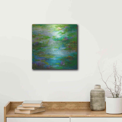 Luxe Metal Art 'Water Lily Pond #1' by Sheila Finch, Metal Wall Art,12x12