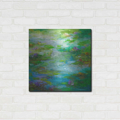 Luxe Metal Art 'Water Lily Pond #1' by Sheila Finch, Metal Wall Art,24x24
