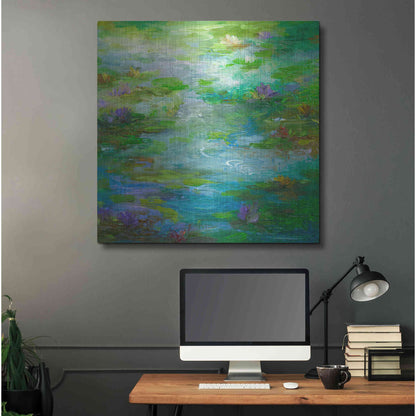 Luxe Metal Art 'Water Lily Pond #1' by Sheila Finch, Metal Wall Art,36x36