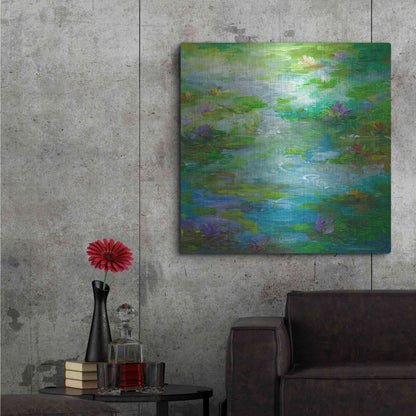 Luxe Metal Art 'Water Lily Pond #1' by Sheila Finch, Metal Wall Art,36x36