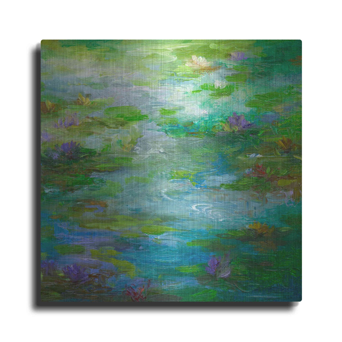 Luxe Metal Art 'Water Lily Pond #1' by Sheila Finch, Metal Wall Art