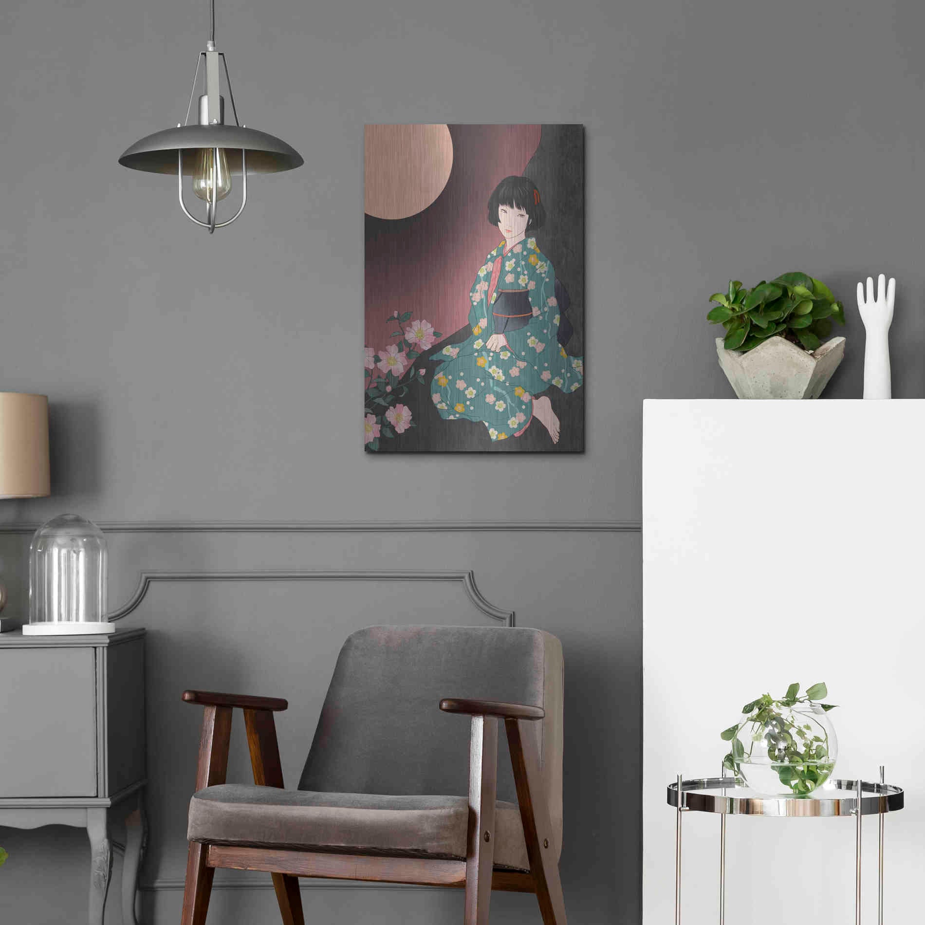 Luxe Metal Art 'Sazanka' by Sai Tamiya, Metal Wall Art,16x24