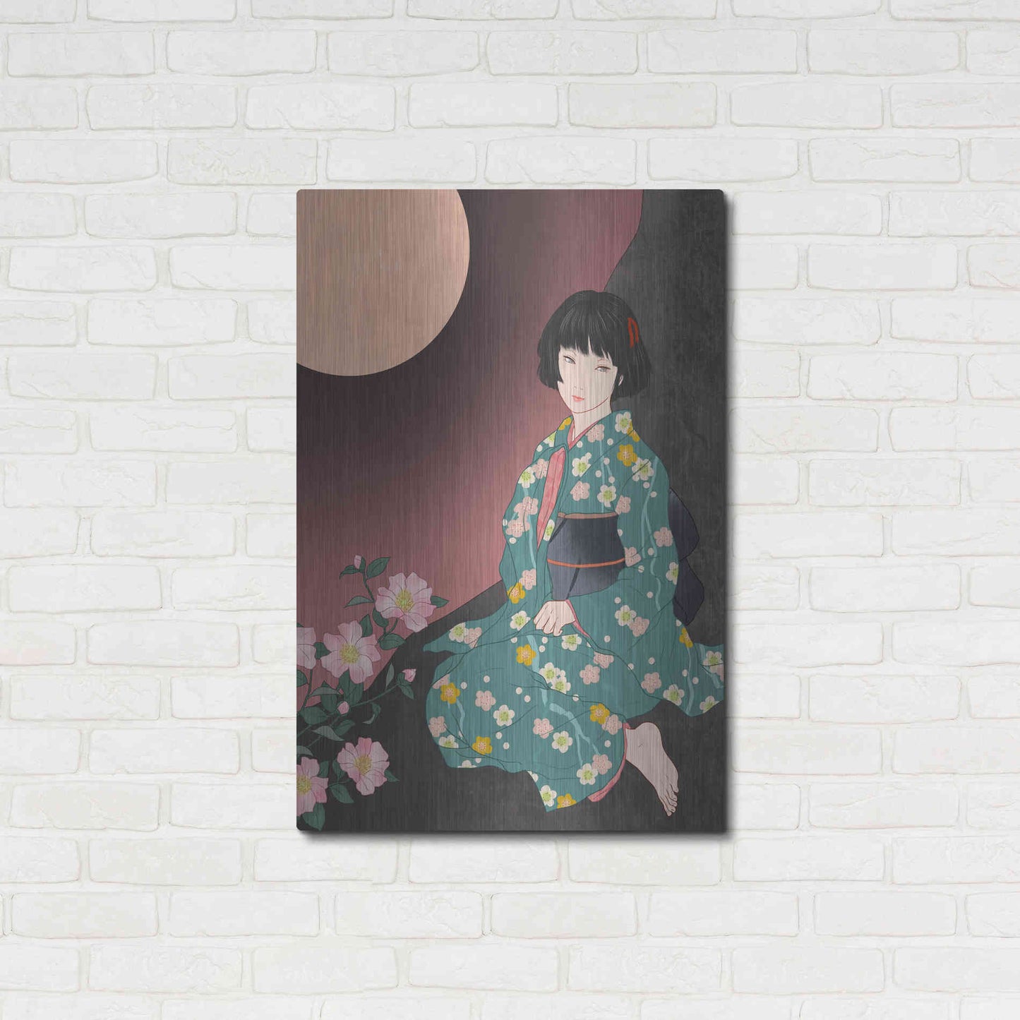 Luxe Metal Art 'Sazanka' by Sai Tamiya, Metal Wall Art,24x36