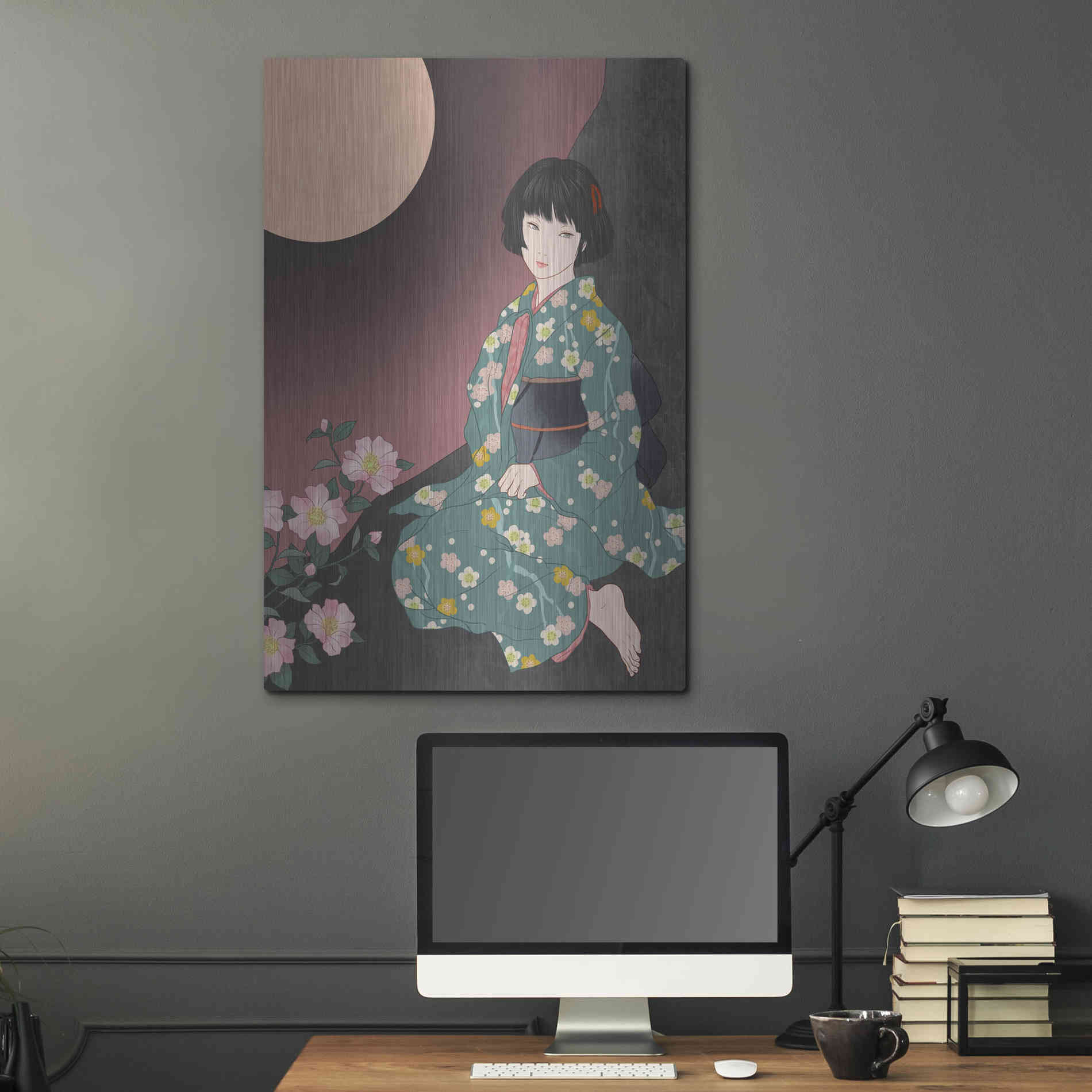 Luxe Metal Art 'Sazanka' by Sai Tamiya, Metal Wall Art,24x36