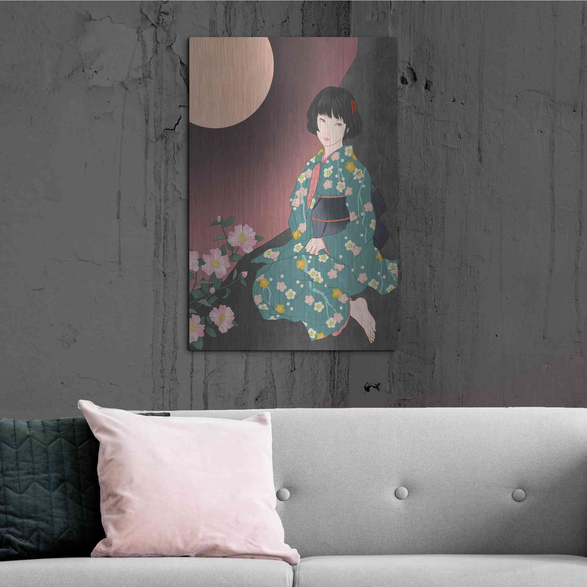 Luxe Metal Art 'Sazanka' by Sai Tamiya, Metal Wall Art,24x36