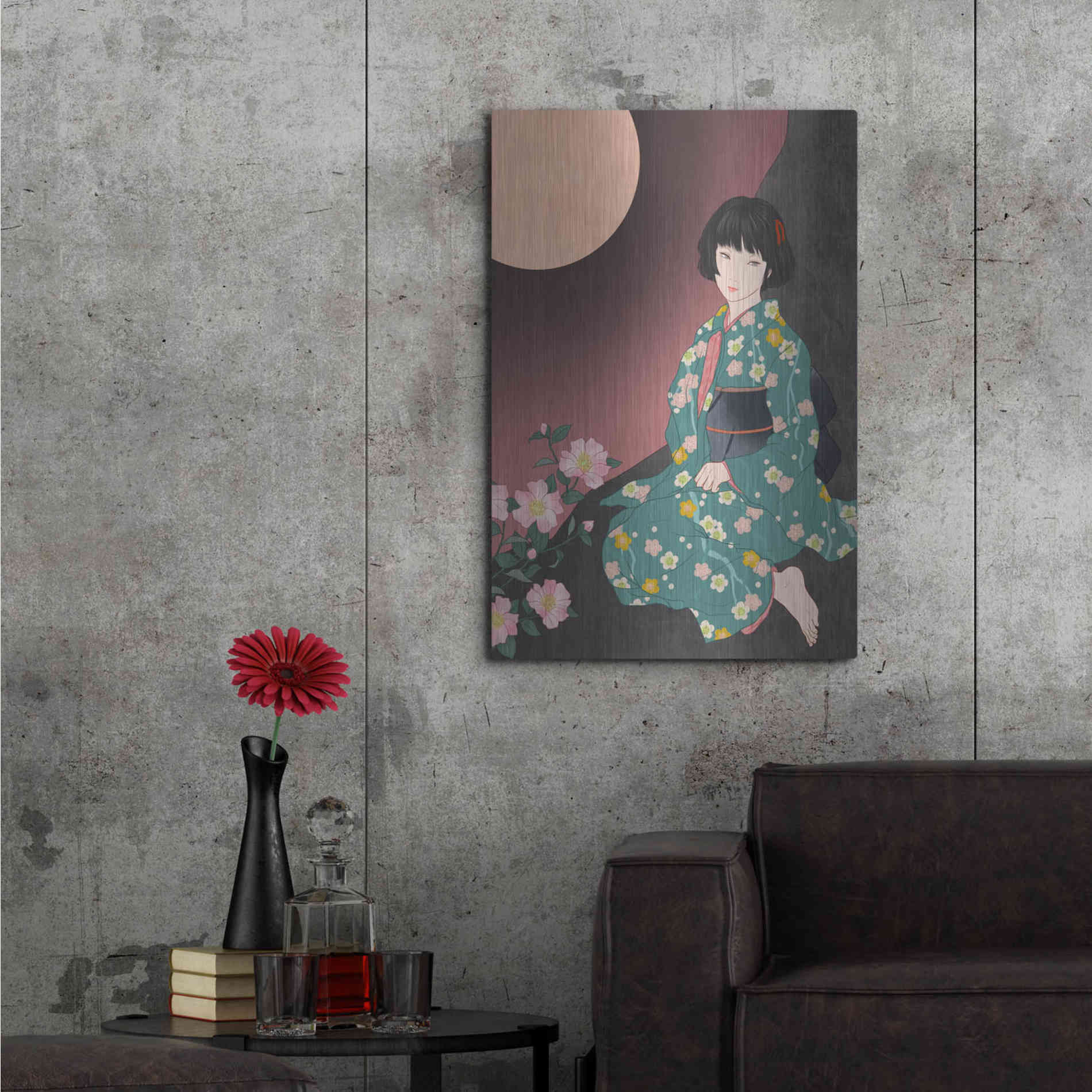 Luxe Metal Art 'Sazanka' by Sai Tamiya, Metal Wall Art,24x36