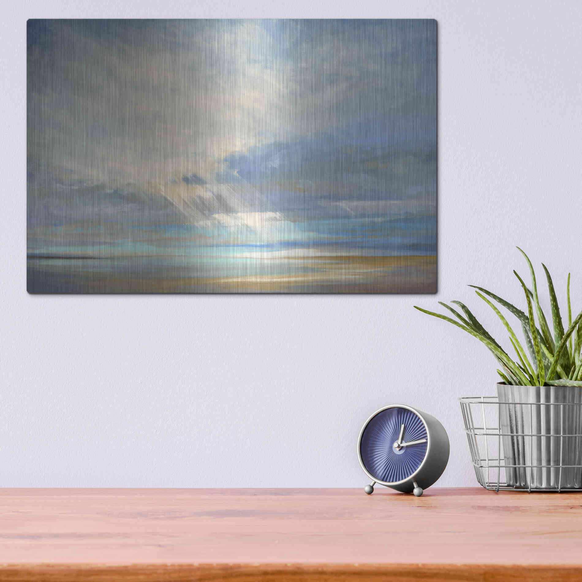 Luxe Metal Art 'Heavenly Light II' by Sheila Finch, Metal Wall Art,16x12