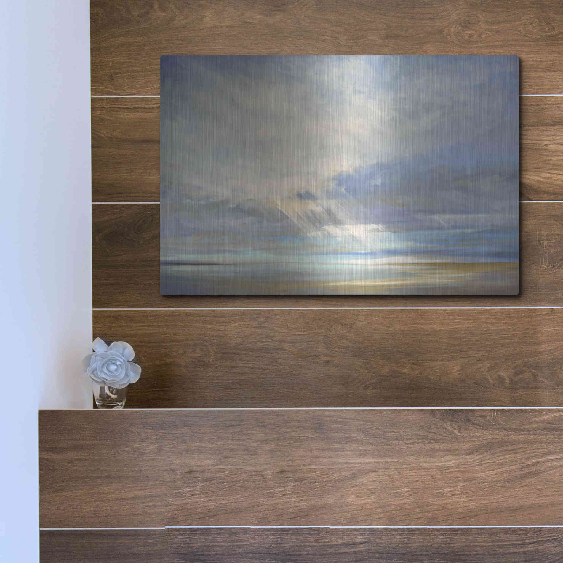 Luxe Metal Art 'Heavenly Light II' by Sheila Finch, Metal Wall Art,16x12