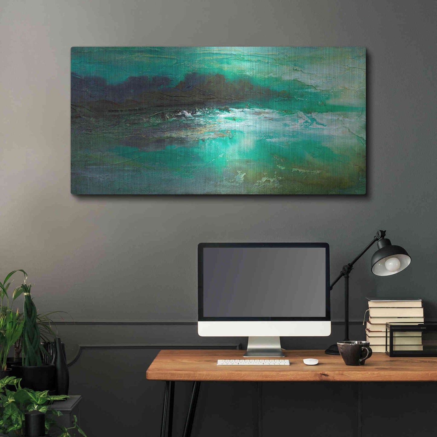 Luxe Metal Art 'Dusk on the Coast' by Sheila Finch, Metal Wall Art,48x24