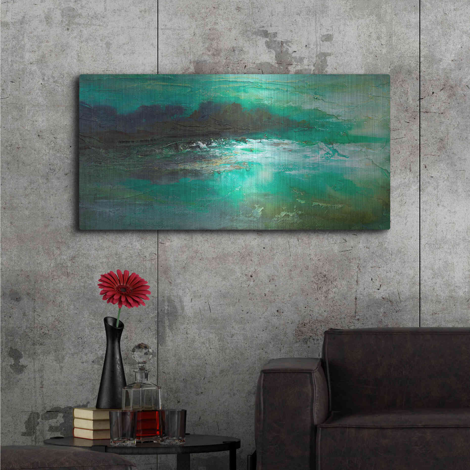Luxe Metal Art 'Dusk on the Coast' by Sheila Finch, Metal Wall Art,48x24
