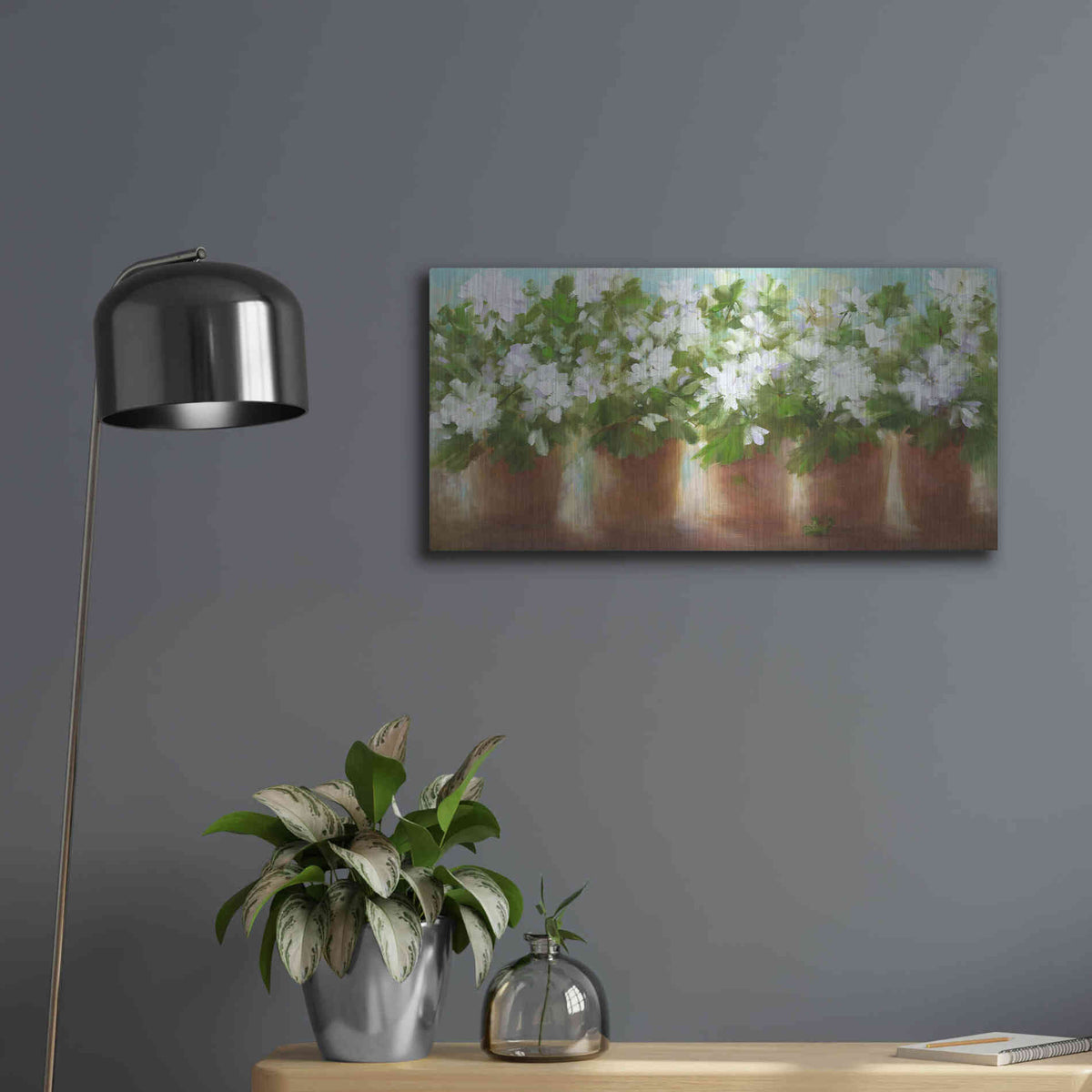 Luxe Metal Art 'In Full Bloom' by Sheila Finch, Metal Wall Art,24x12