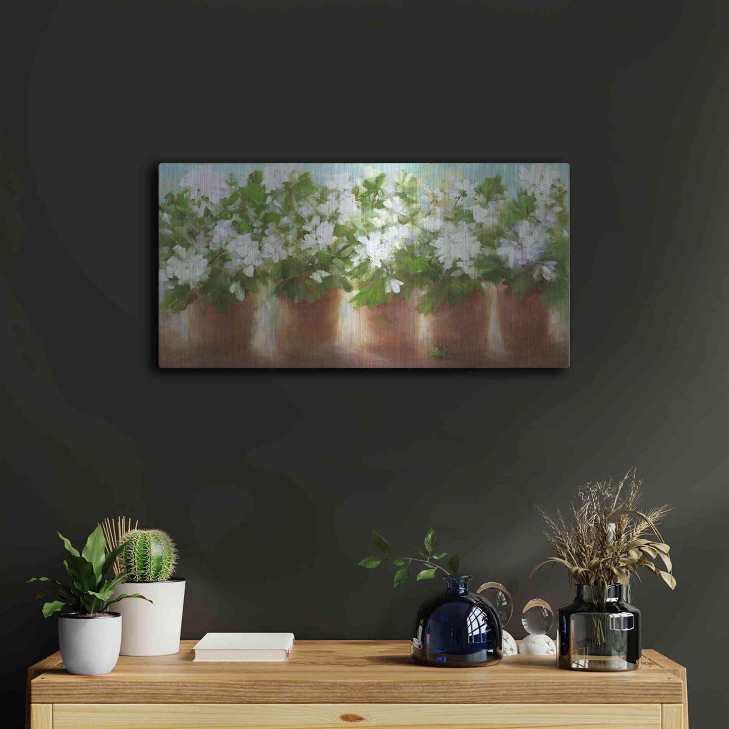 Luxe Metal Art 'In Full Bloom' by Sheila Finch, Metal Wall Art,24x12
