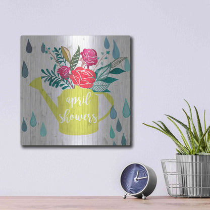 Luxe Metal Art 'April Showers and May Flowers I' by Studio W, Metal Wall Art,12x12