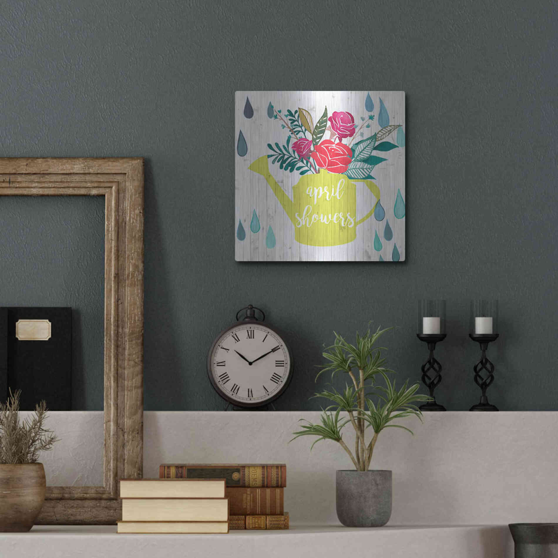 Luxe Metal Art 'April Showers and May Flowers I' by Studio W, Metal Wall Art,12x12