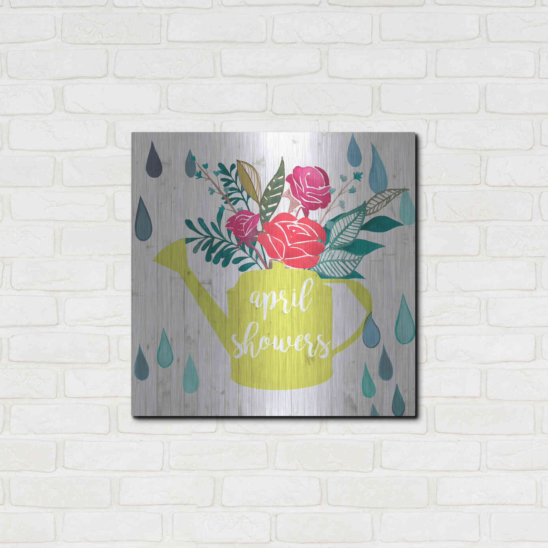 Luxe Metal Art 'April Showers and May Flowers I' by Studio W, Metal Wall Art,24x24