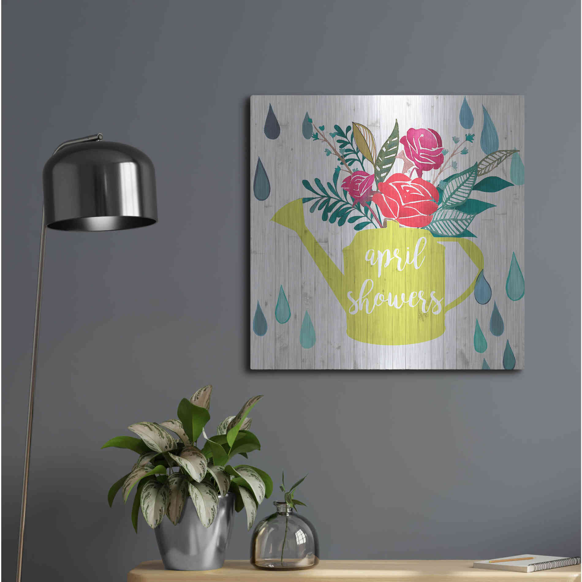 Luxe Metal Art 'April Showers and May Flowers I' by Studio W, Metal Wall Art,24x24