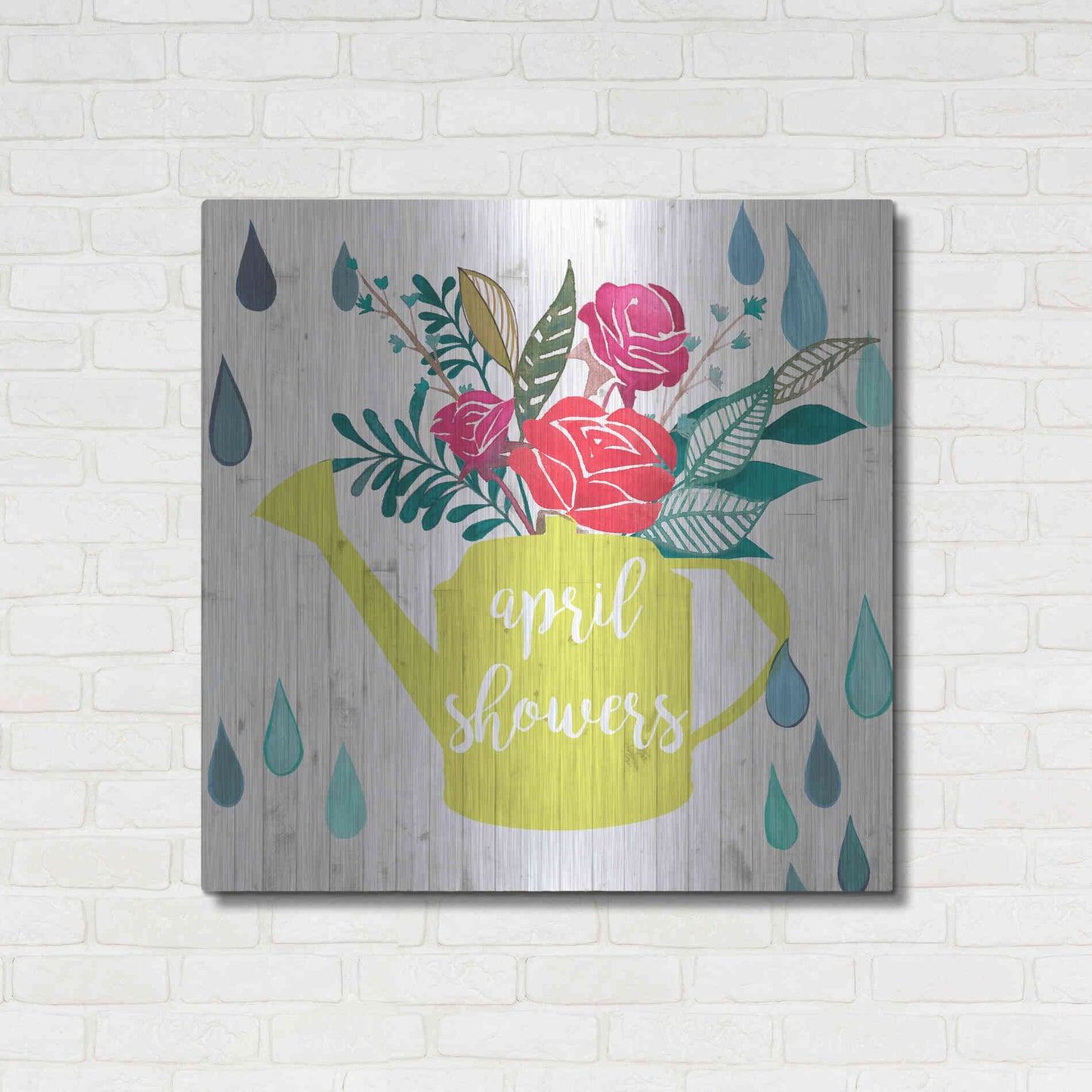 Luxe Metal Art 'April Showers and May Flowers I' by Studio W, Metal Wall Art,36x36