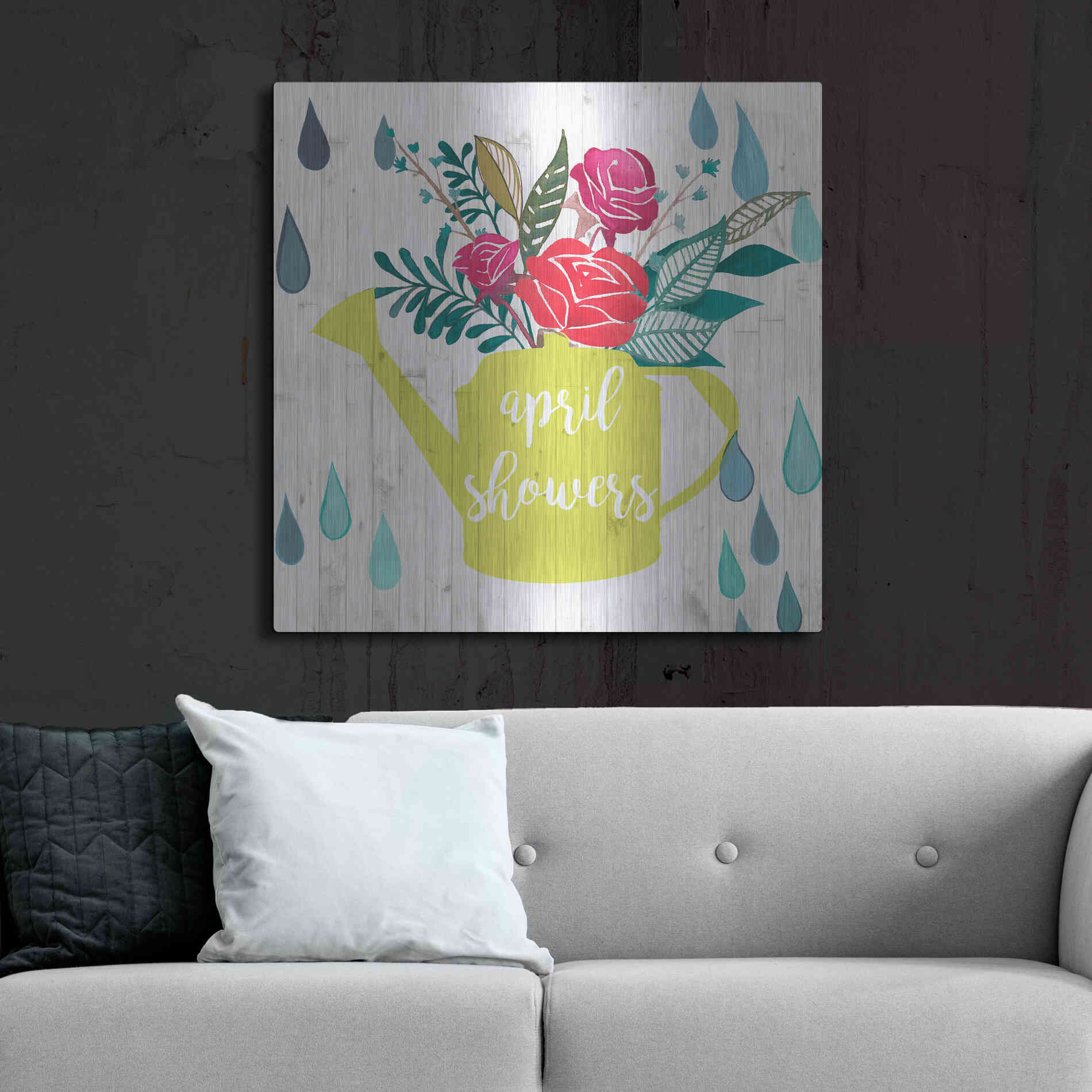 Luxe Metal Art 'April Showers and May Flowers I' by Studio W, Metal Wall Art,36x36