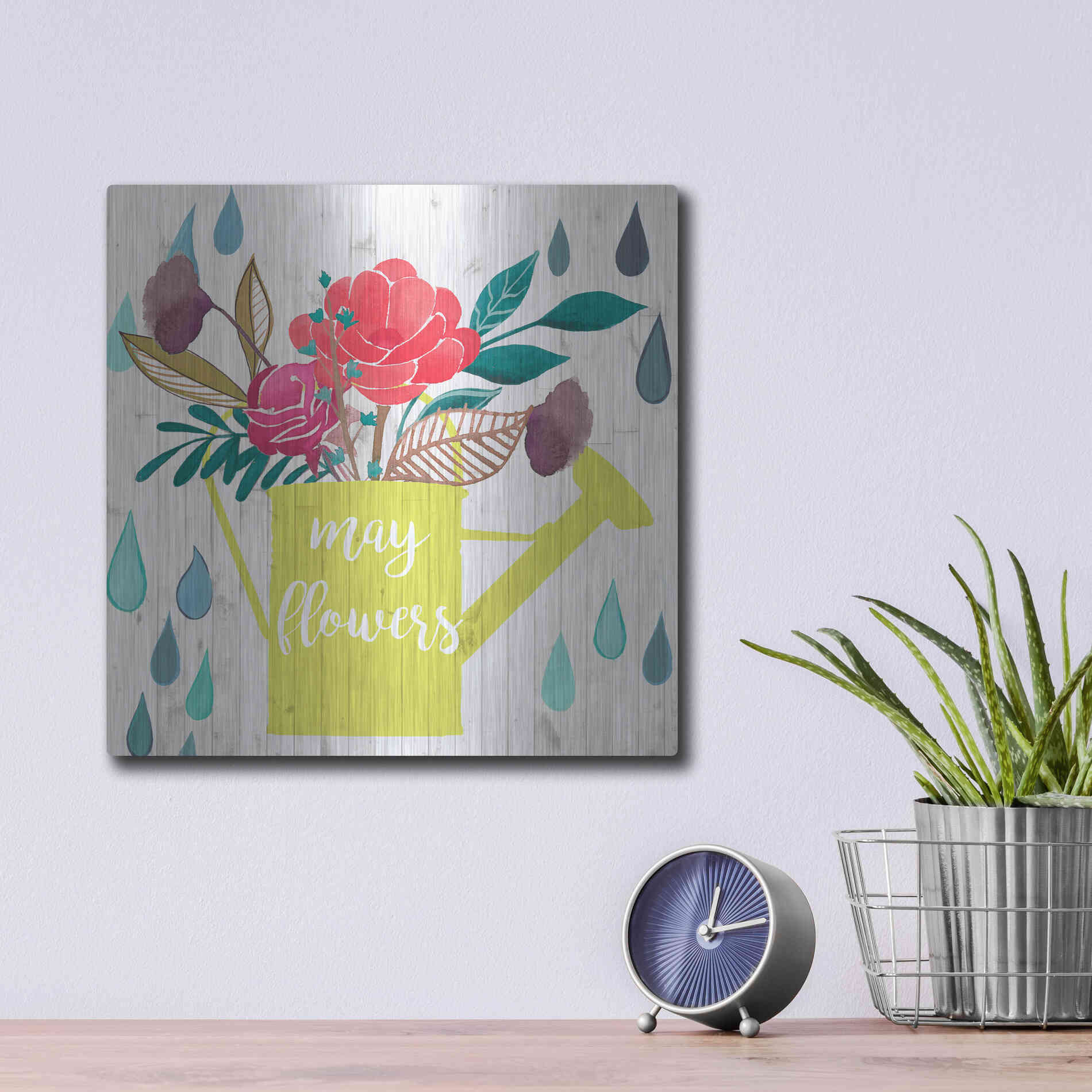 Luxe Metal Art 'April Showers and May Flowers II' by Studio W, Metal Wall Art,12x12