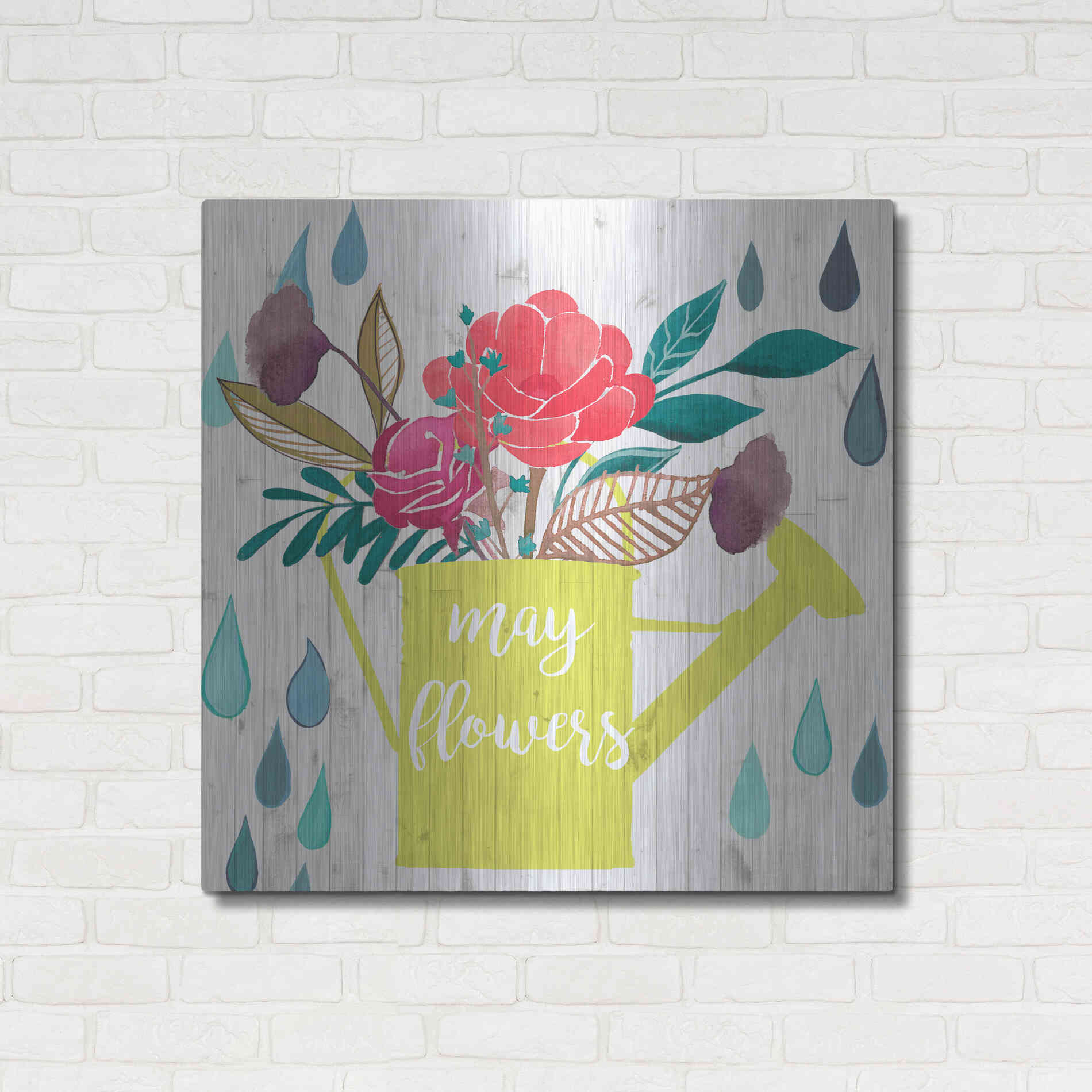 Luxe Metal Art 'April Showers and May Flowers II' by Studio W, Metal Wall Art,36x36