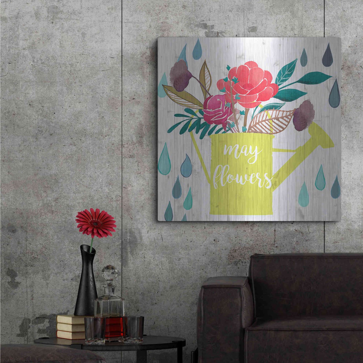 Luxe Metal Art 'April Showers and May Flowers II' by Studio W, Metal Wall Art,36x36