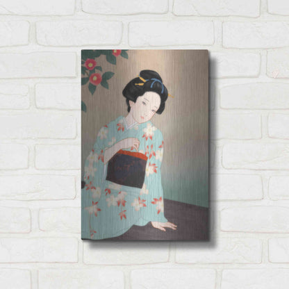 Luxe Metal Art 'Tsubaki' by Sai Tamiya, Metal Wall Art,12x16