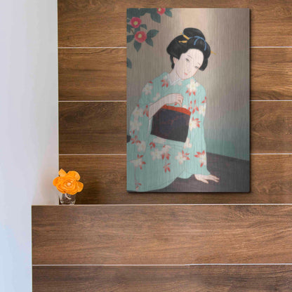 Luxe Metal Art 'Tsubaki' by Sai Tamiya, Metal Wall Art,12x16