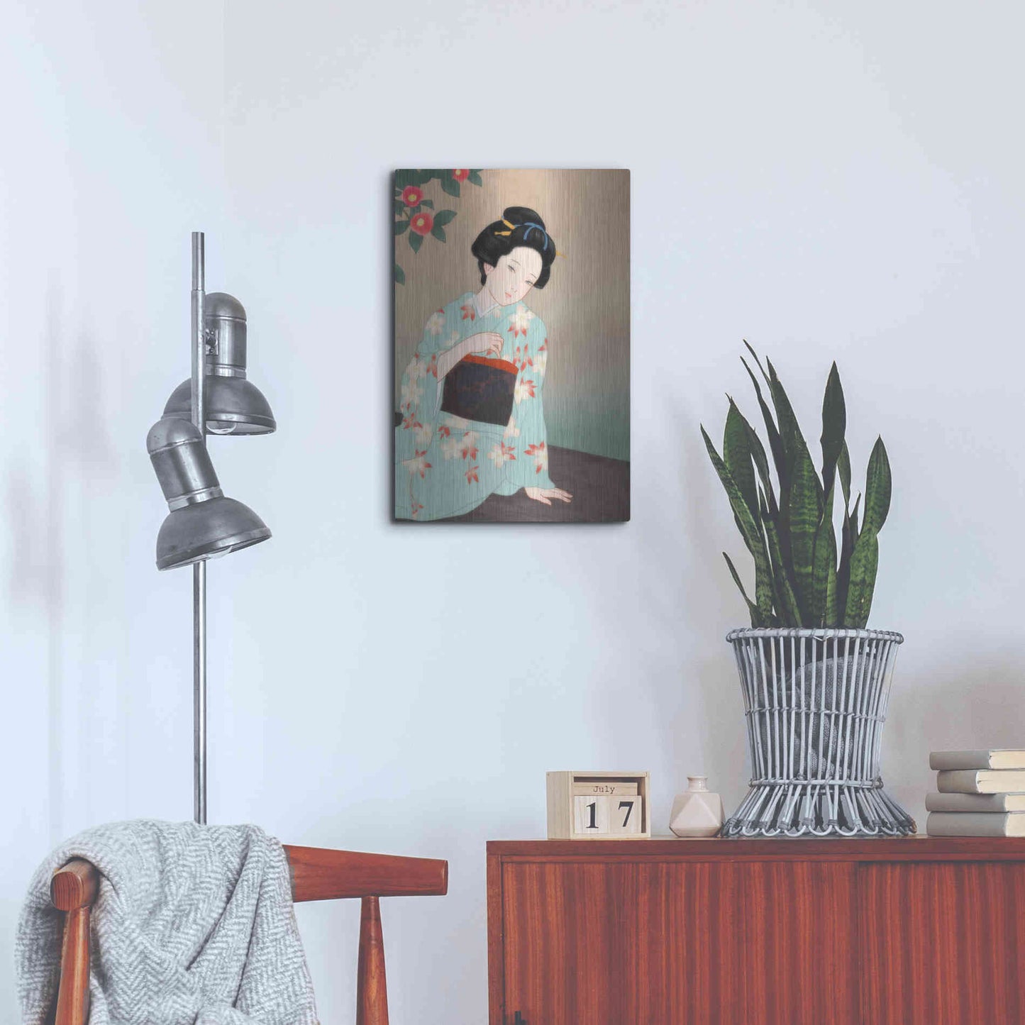 Luxe Metal Art 'Tsubaki' by Sai Tamiya, Metal Wall Art,16x24