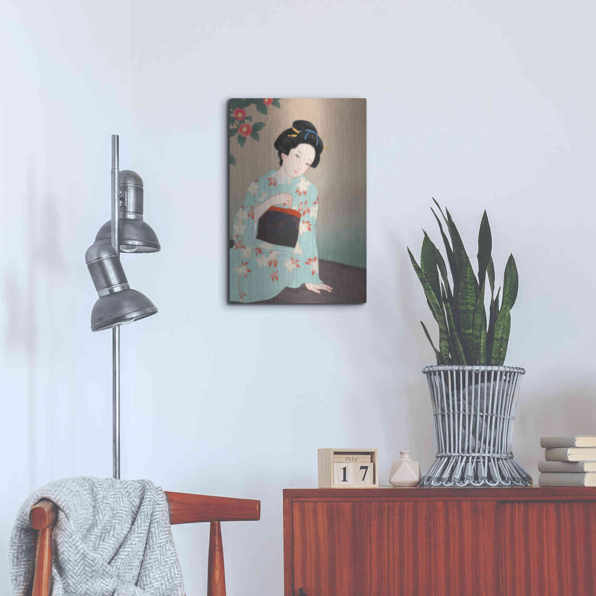 Luxe Metal Art 'Tsubaki' by Sai Tamiya, Metal Wall Art,16x24