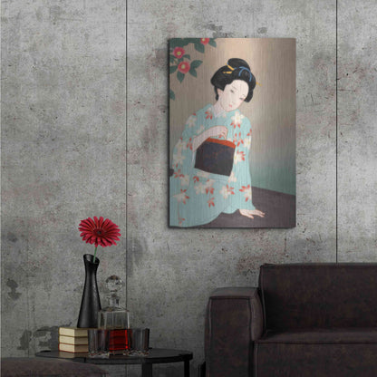 Luxe Metal Art 'Tsubaki' by Sai Tamiya, Metal Wall Art,24x36