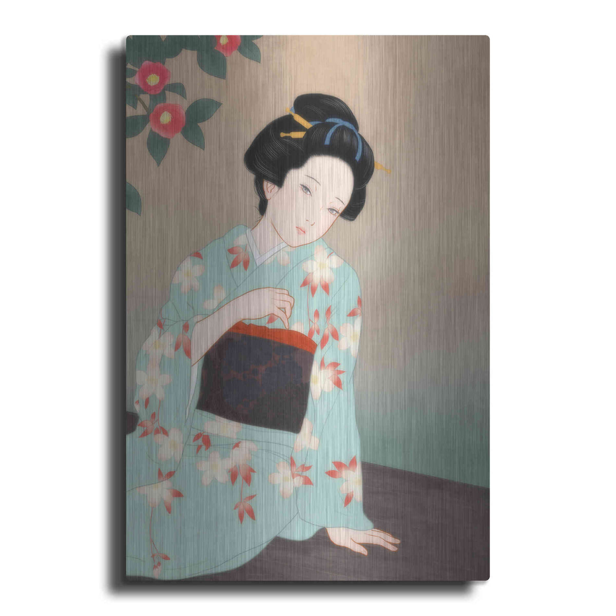 Luxe Metal Art 'Tsubaki' by Sai Tamiya, Metal Wall Art