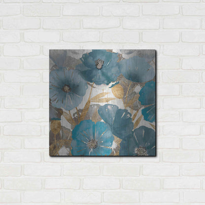 Luxe Metal Art 'Blue and Gold Poppies I' by Studio W, Metal Wall Art,24x24
