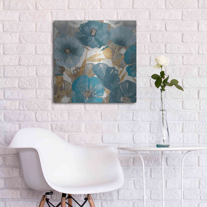 Luxe Metal Art 'Blue and Gold Poppies I' by Studio W, Metal Wall Art,24x24