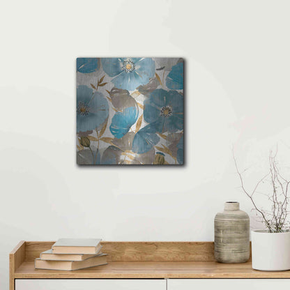 Luxe Metal Art 'Blue and Gold Poppies II' by Studio W, Metal Wall Art,12x12