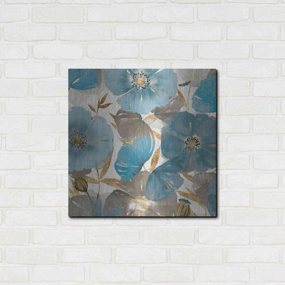 Luxe Metal Art 'Blue and Gold Poppies II' by Studio W, Metal Wall Art,24x24