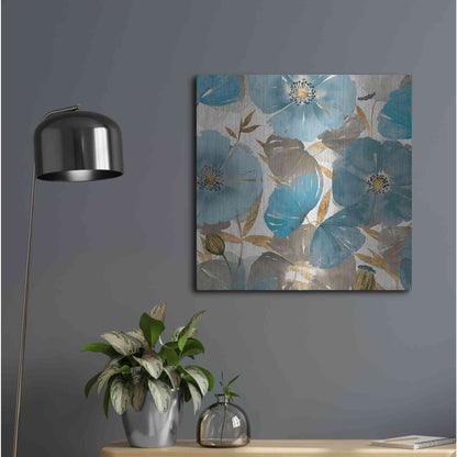 Luxe Metal Art 'Blue and Gold Poppies II' by Studio W, Metal Wall Art,24x24