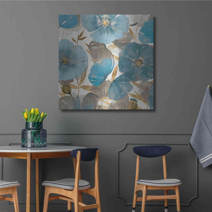 Luxe Metal Art 'Blue and Gold Poppies II' by Studio W, Metal Wall Art,36x36
