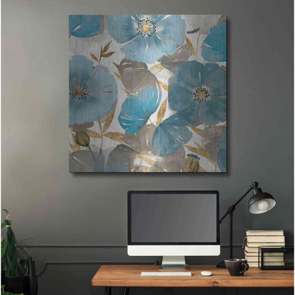 Luxe Metal Art 'Blue and Gold Poppies II' by Studio W, Metal Wall Art,36x36
