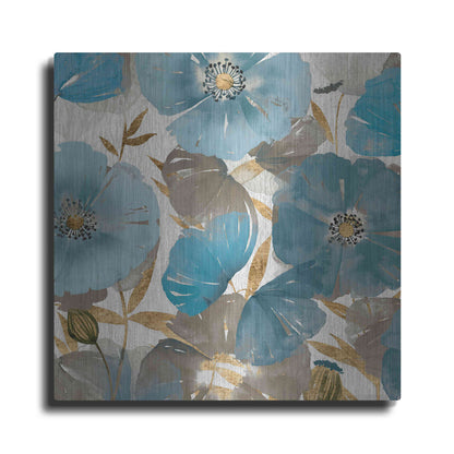 Luxe Metal Art 'Blue and Gold Poppies II' by Studio W, Metal Wall Art