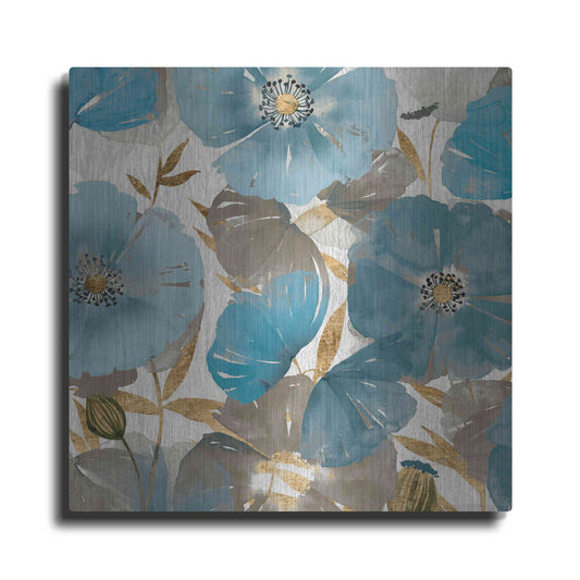 Luxe Metal Art 'Blue and Gold Poppies II' by Studio W, Metal Wall Art