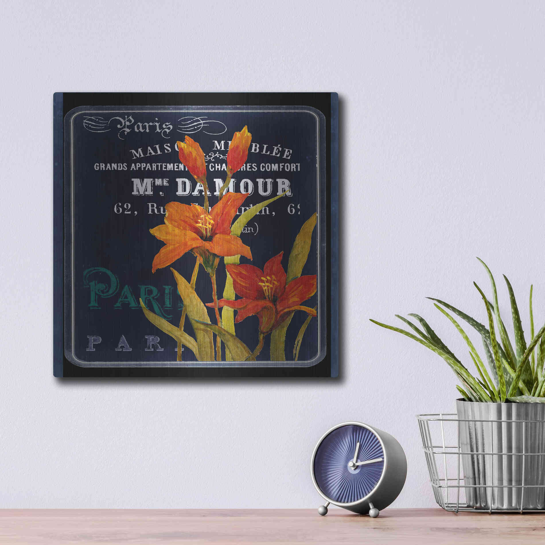 Luxe Metal Art 'Chalkboard Paris Collection C' by Studio W, Metal Wall Art,12x12