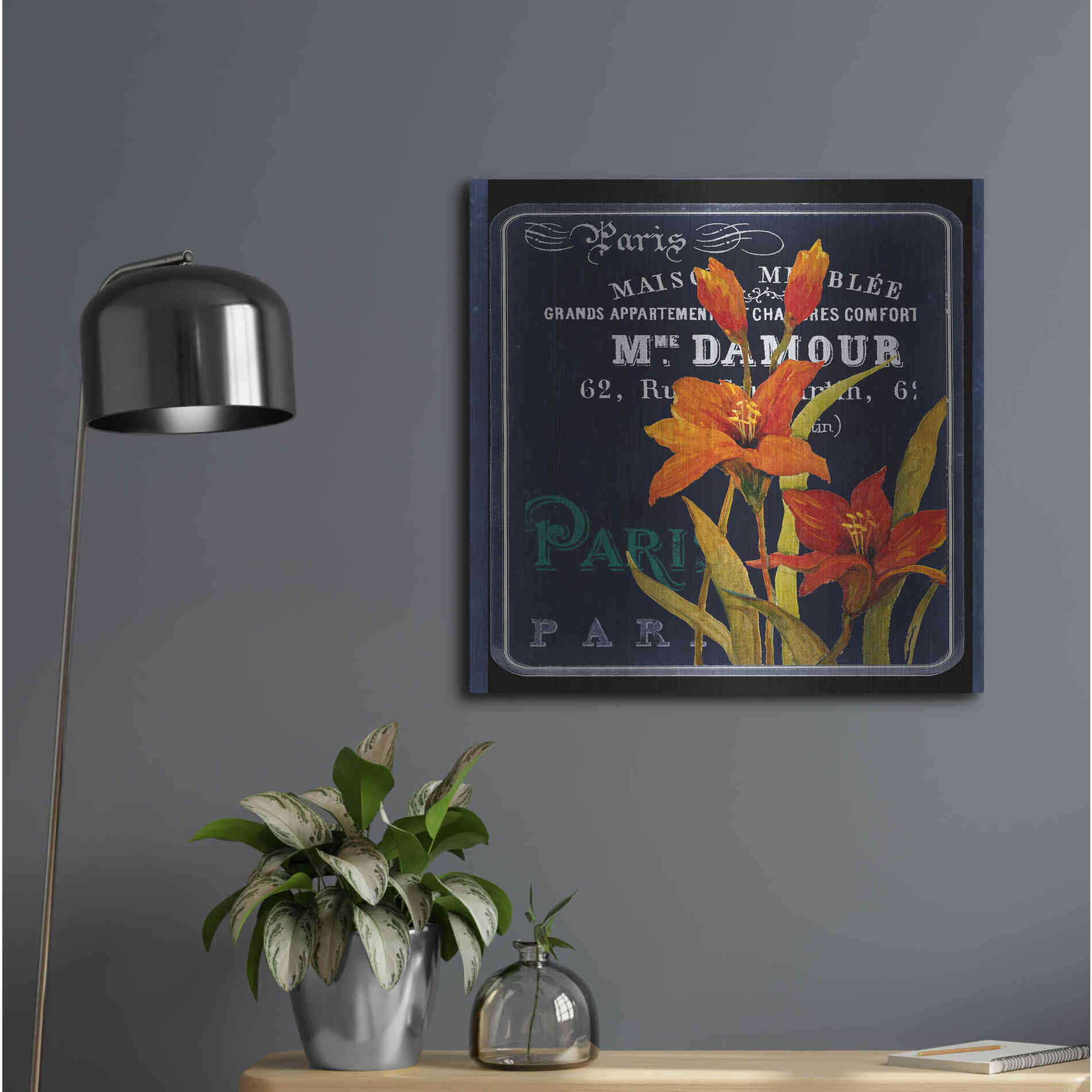 Luxe Metal Art 'Chalkboard Paris Collection C' by Studio W, Metal Wall Art,24x24