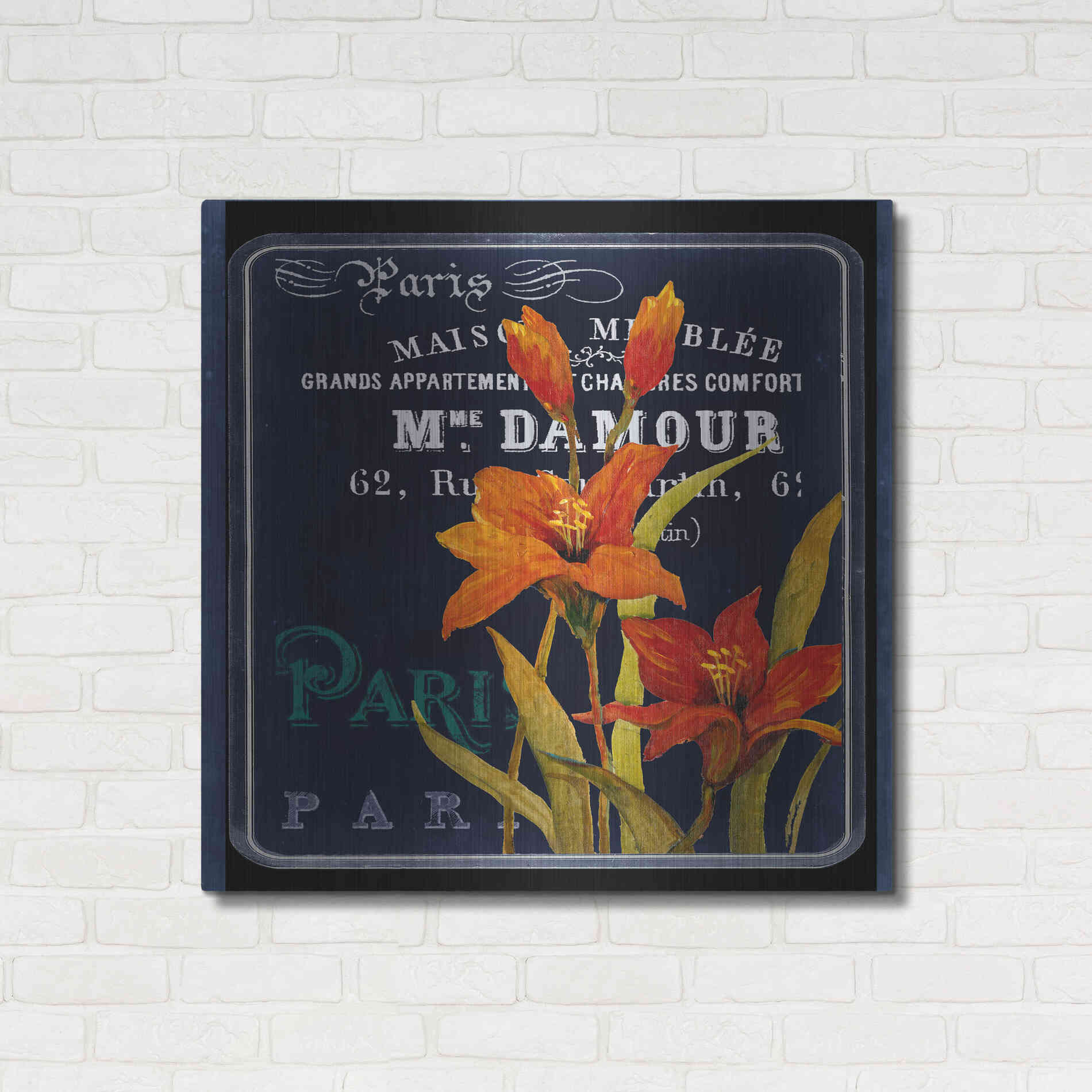 Luxe Metal Art 'Chalkboard Paris Collection C' by Studio W, Metal Wall Art,36x36