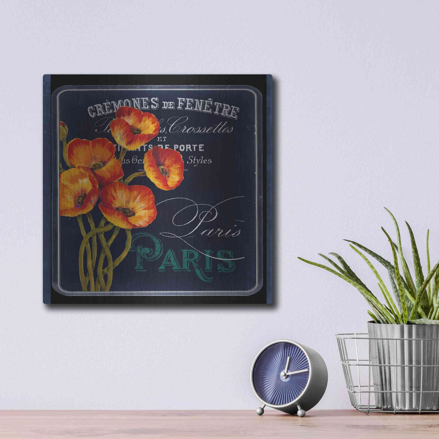 Luxe Metal Art 'Chalkboard Paris Collection E' by Studio W, Metal Wall Art,12x12