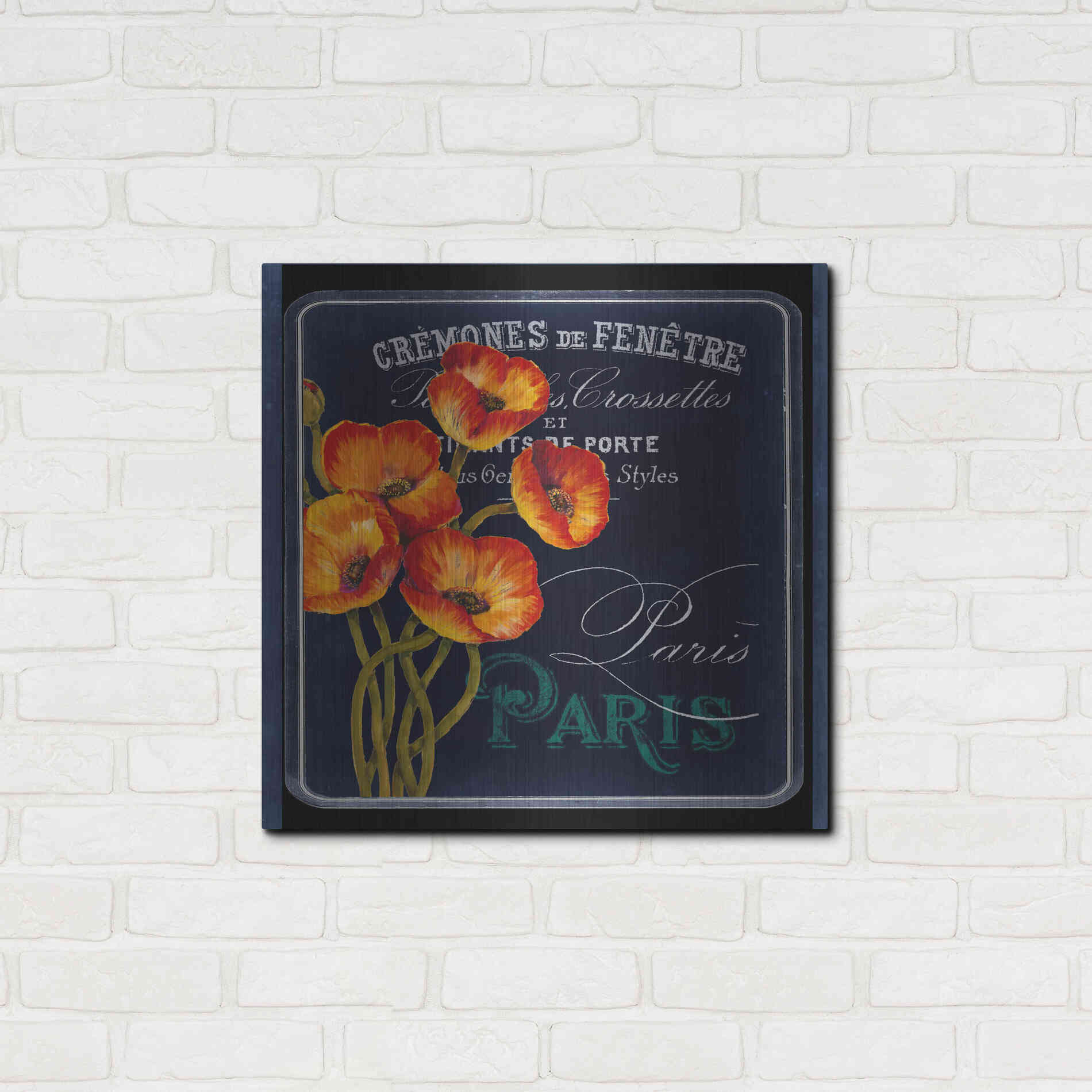 Luxe Metal Art 'Chalkboard Paris Collection E' by Studio W, Metal Wall Art,24x24