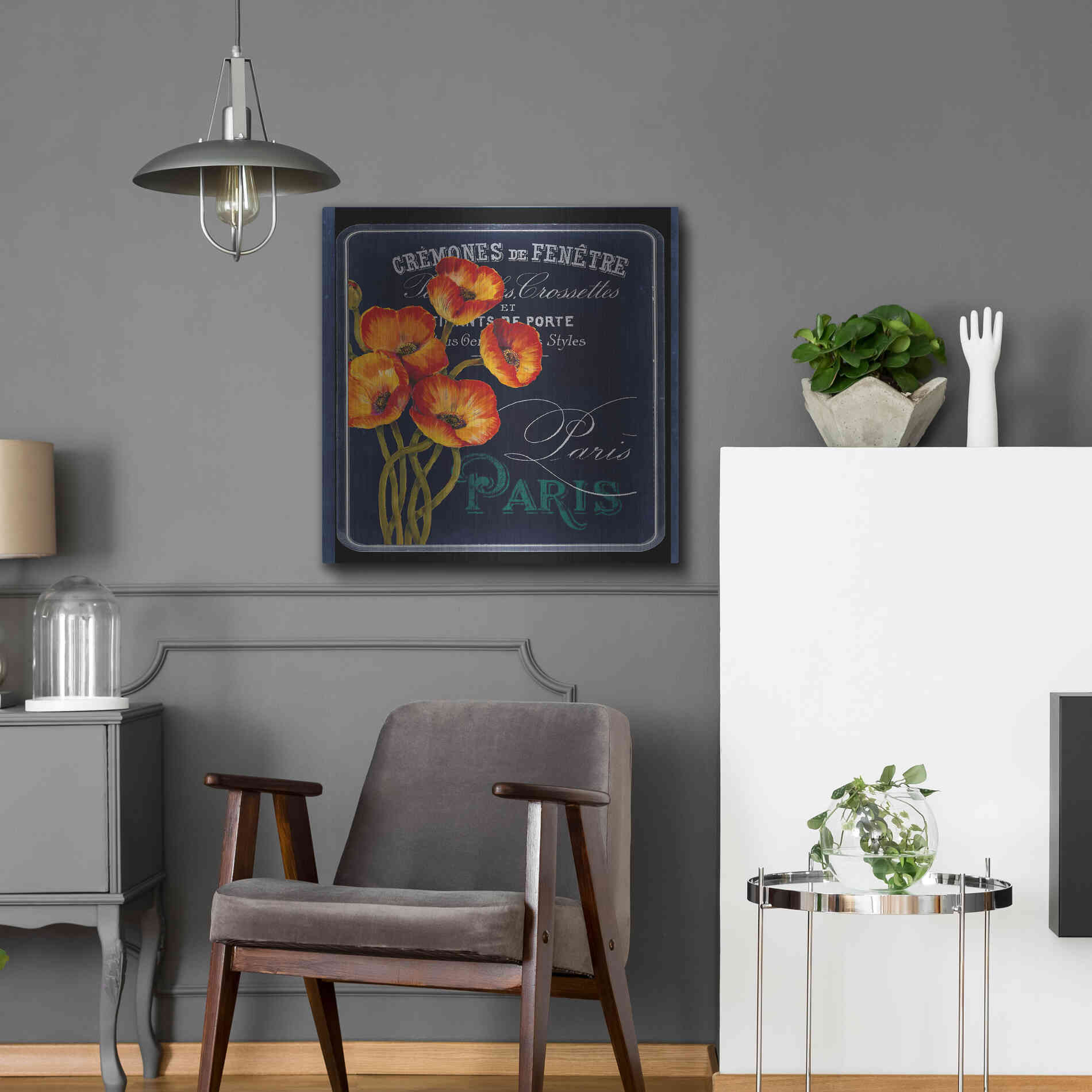 Luxe Metal Art 'Chalkboard Paris Collection E' by Studio W, Metal Wall Art,24x24