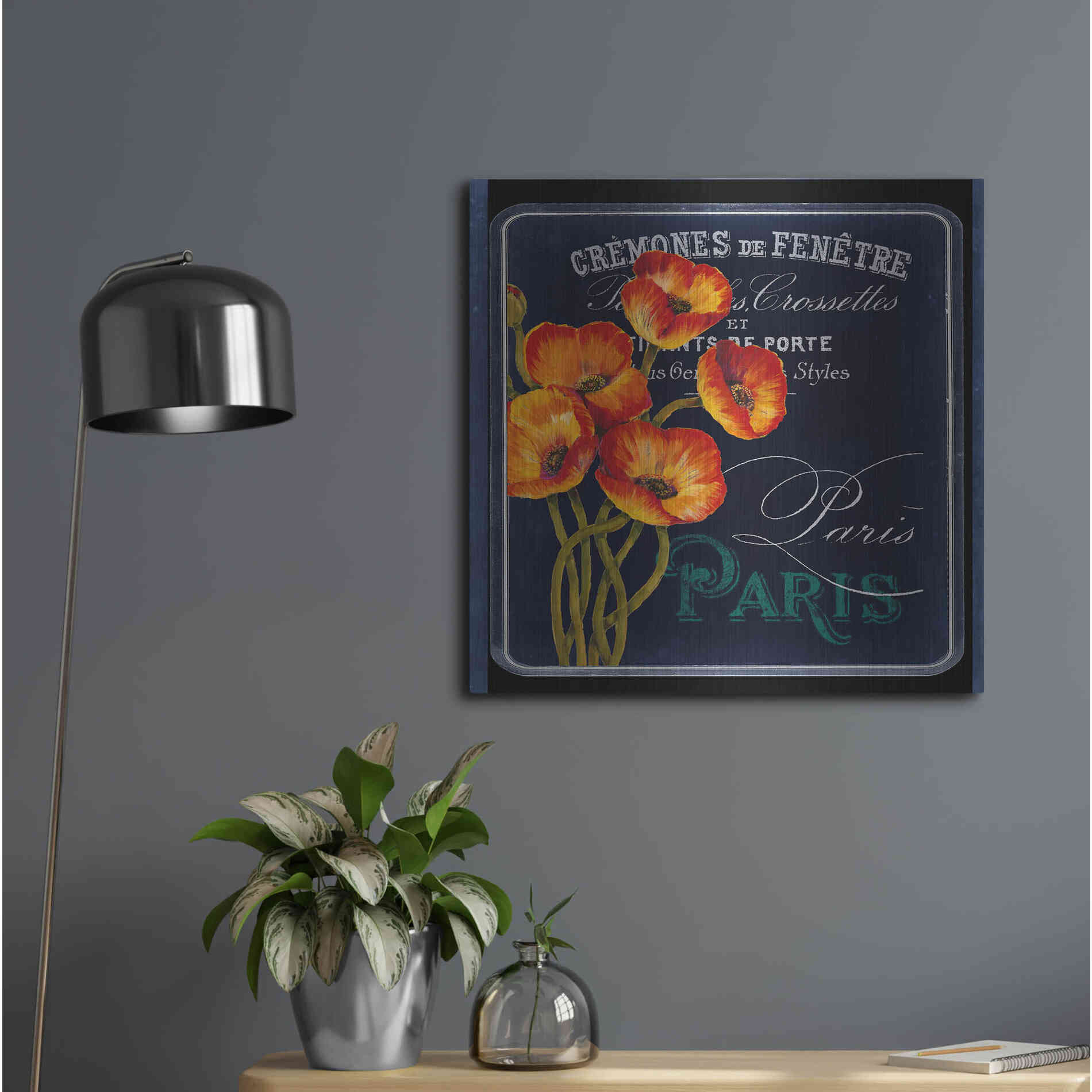 Luxe Metal Art 'Chalkboard Paris Collection E' by Studio W, Metal Wall Art,24x24