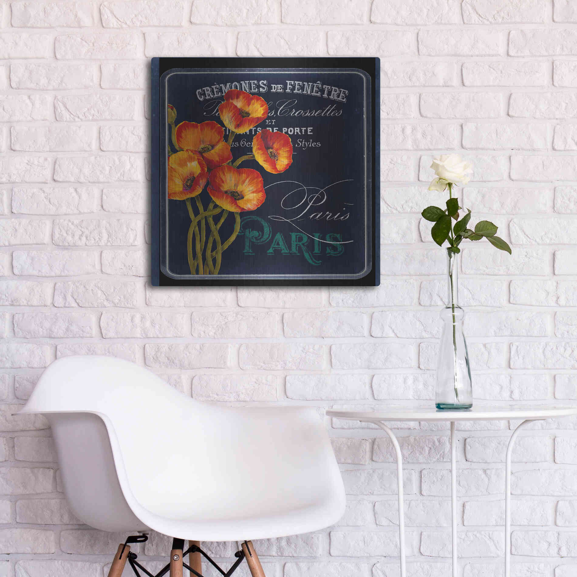 Luxe Metal Art 'Chalkboard Paris Collection E' by Studio W, Metal Wall Art,24x24