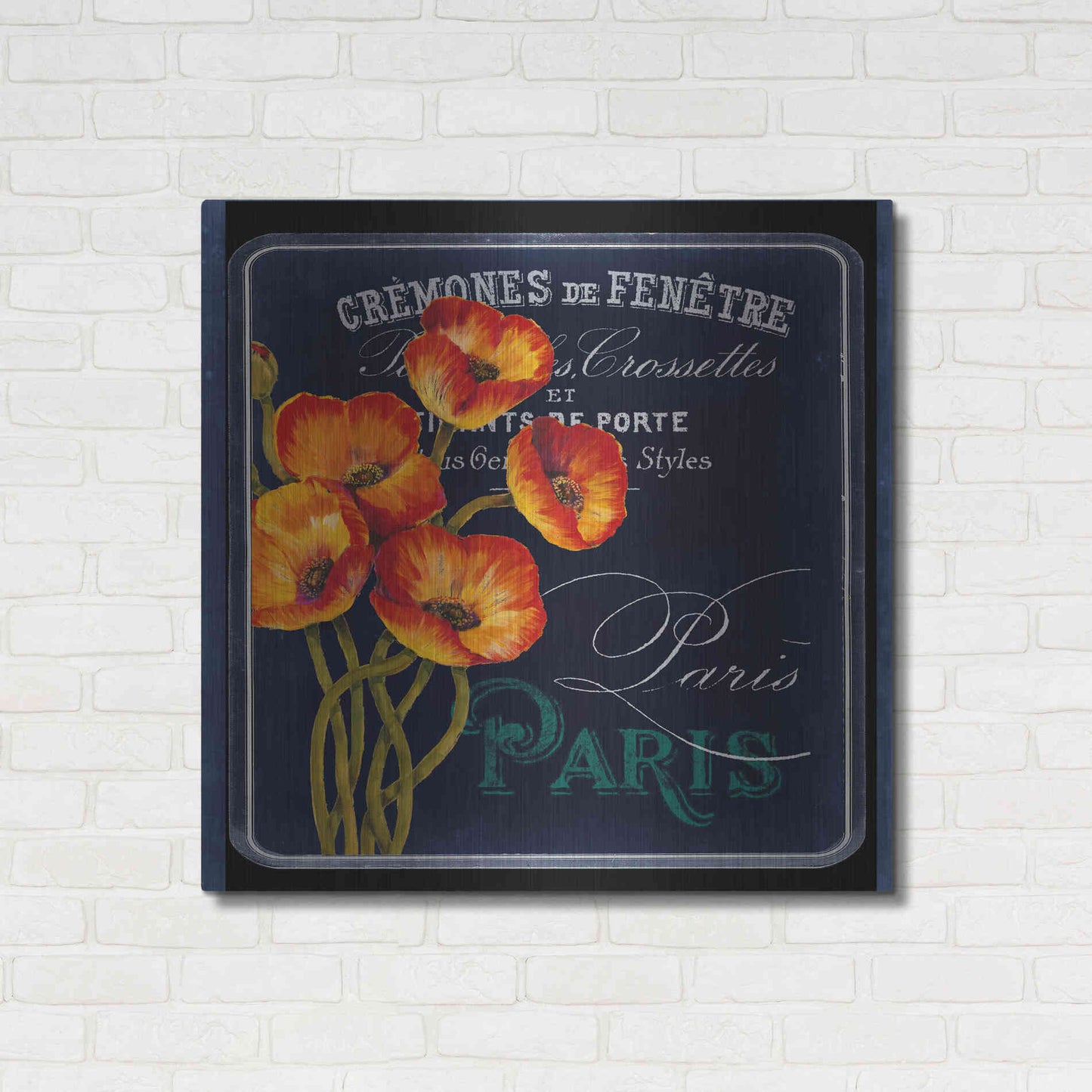 Luxe Metal Art 'Chalkboard Paris Collection E' by Studio W, Metal Wall Art,36x36