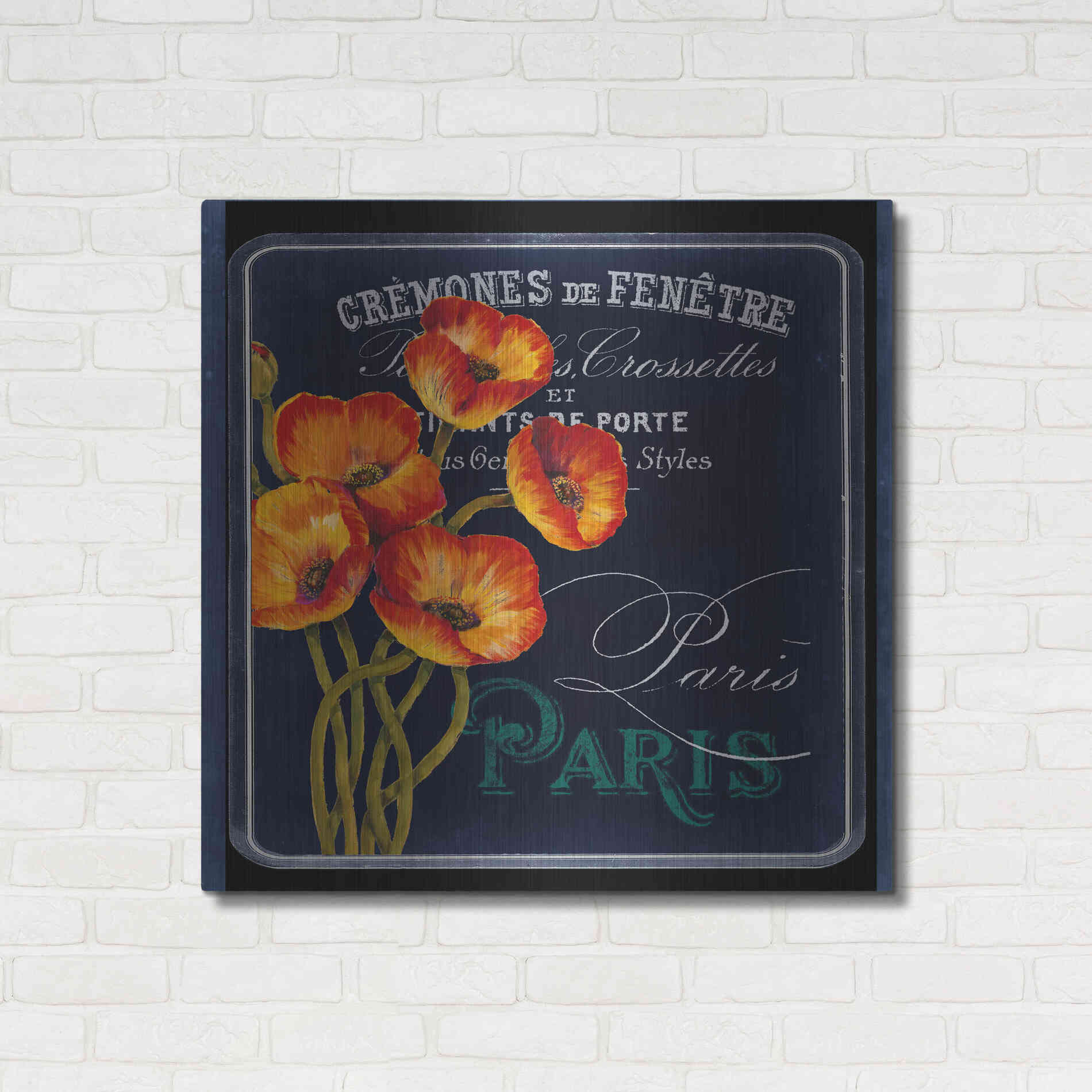 Luxe Metal Art 'Chalkboard Paris Collection E' by Studio W, Metal Wall Art,36x36